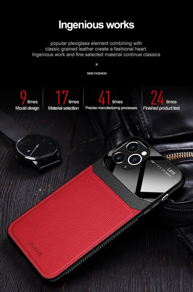 PU Leather Mirror Glass Phone Back Cover