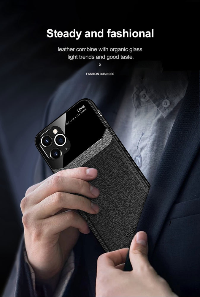 PU Leather Mirror Glass Phone Back Cover