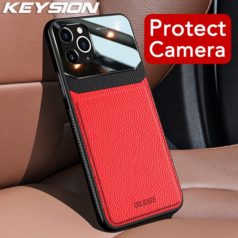 PU Leather Mirror Glass Phone Back Cover