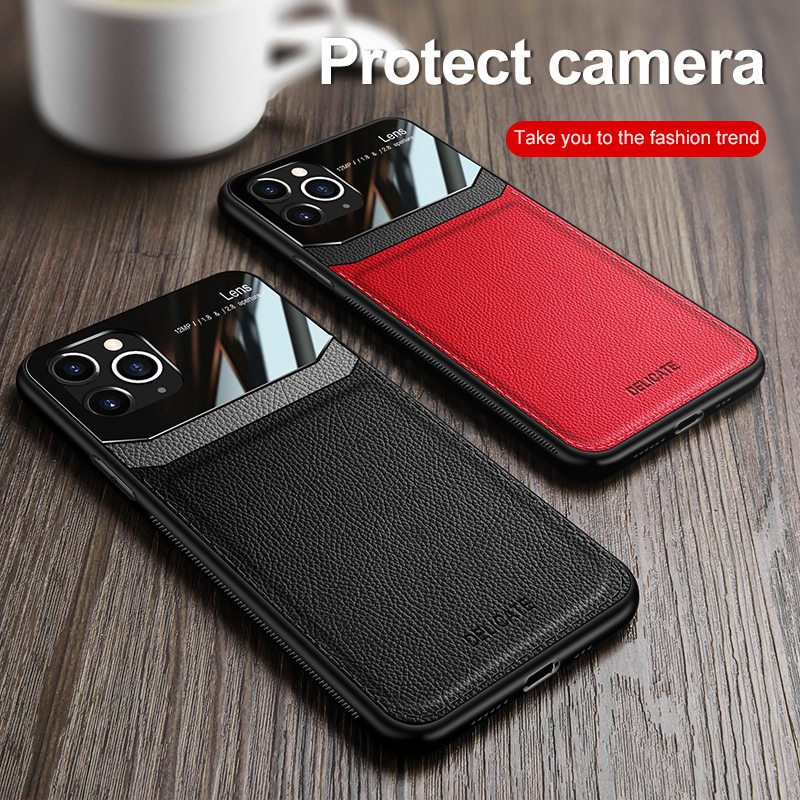 PU Leather Mirror Glass Phone Back Cover