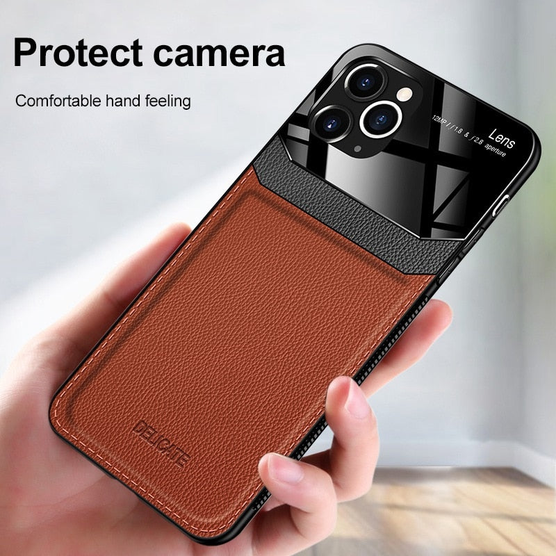PU Leather Mirror Glass Phone Back Cover