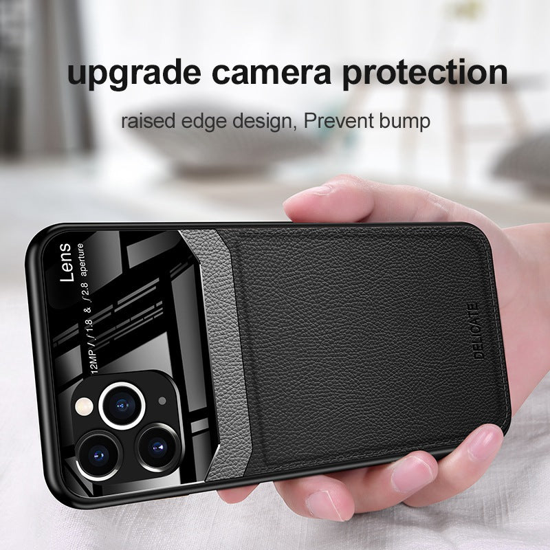 PU Leather Mirror Glass Phone Back Cover