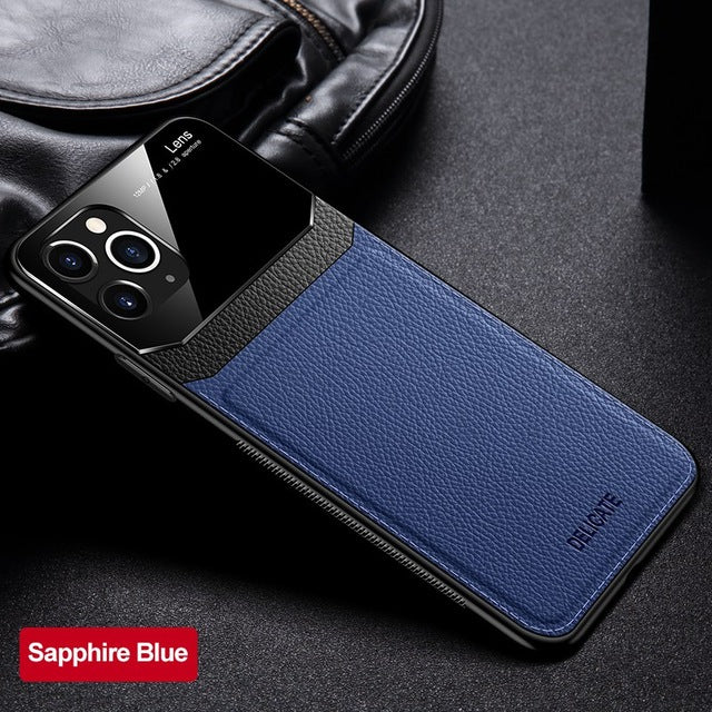 PU Leather Mirror Glass Phone Back Cover